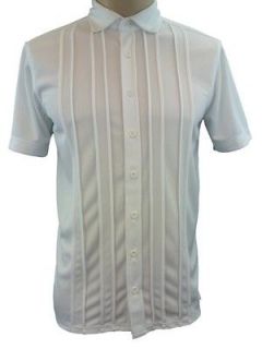 XS New Mens Ian Poulter IJP Design Box Pleat Shirt Golf Ball White