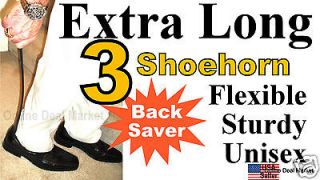 LOT OF 3 BLACK 18.5 EXTRA LONG JUMBO LARGE SHOEHORN SHOE HORN STURDY 