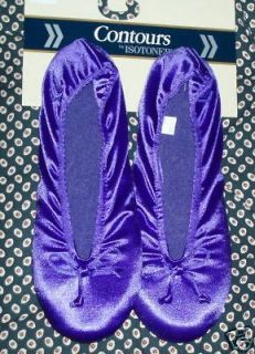 Isotoner PURPLE Satin Ballet Style Slippers NEW Plain