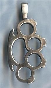 brass knuckles pewter pendant s s ball chain necklace from