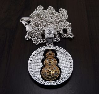 YOUNG JEEZYS SNOWMAN SPINNER PENDANT &6mm/36 LINK CHAIN HIP HOP 