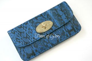 Auth MULBERRY Long Locked Snakeskin Leather Coin Purse Card Holder 
