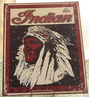 Indian Motorcycle Replica Vintage Tin Sign Est. 1901