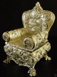 Jewelry Box Enamel Arm/Chair , Handmade Art Retro