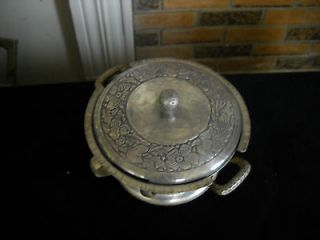 1950s Vintage Hammered Aluminum Serving Bowl with Stand