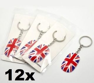 12x Wholesale Lot OVAL UK British Flag Union Jack Key Chains / Rings 