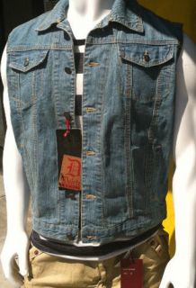 Sleeveless Denim Jackets, solid design with brown thread. fitted 