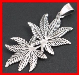 weed marihuana leaf 925 sterling silver pendant new from thailand