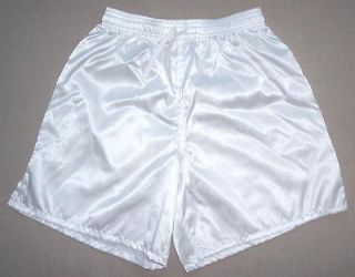 White Satin Nylon Soccer Shorts   Mens XL *NEW*