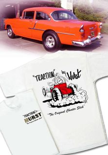 Traction By Hurst Cheater Slicks T shirt   Vintage Drag Gasser Rat Hot 