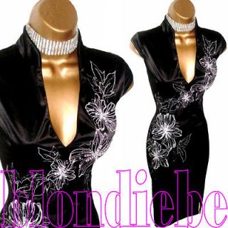 JANE NORMAN ♥SEXY♥ BLACK & SILVER ORIENTAL EVENING PENCIL DRESS 