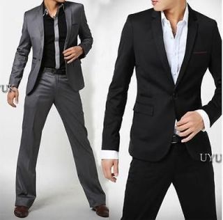 one button Mens slim fit suit coat leisure suit pants 2 colors 3 size
