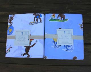 POTTERY BARN KIDS Curious George Organic sheet set Duvet Cover Twin 