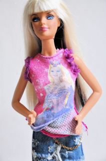 Barbie Doll Shirt Top Hot Pink Princess Photo Tee Swan Lake