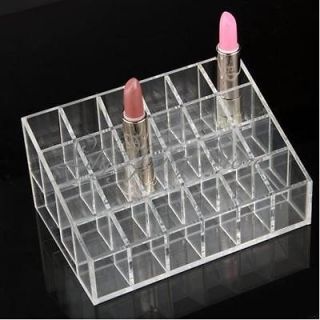 Clear 24 Squared Makeup Lipstick Acrylic Cosmetic Storage Rack Display 