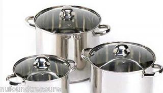 Bulk Stove Top Cooking Pot Set Large W/ Tempered Glass Lids Dishwasher 