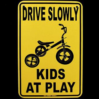 drive slow kids at play metal sign child safety warning