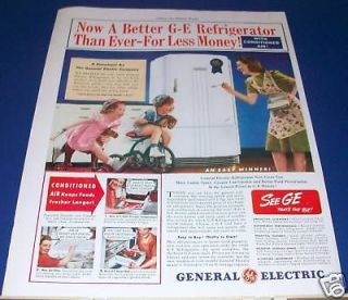 1940 g e refrigerator ad vintage kitchen apron mom kids