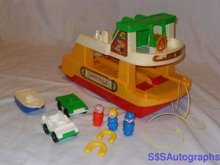   COMPLETE VINTAGE FISHER PRICE LITTLE PEOPLE FERRY BOAT PLAYSET #932 FP