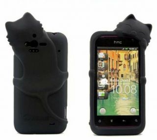 Black Plug kiki Cat G20 Silicon Back Cover Case For HTC Rhyme Bliss 