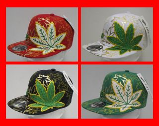 FREE UK P/P   CITY 420 Ganja Leaf Gold Emb. Flat Peak SNAPBACK Cap Hat 