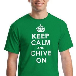 KEEP CALM and CHIVE ON T SHIRT KCCO carry Chivery Chives Chiver Irish 