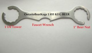 Faucet wrench beer Kegerator tower Mechanic 3 in 1. Stainless steel 