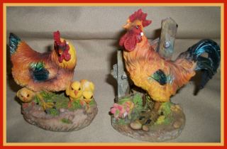   ROOSTER & HEN HANDPAINTED COLORFUL NICE~DECORATE YOUR KITCHEN