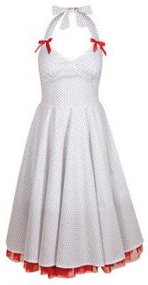 Lucky 13 Dottie Dress Large New White Black Red Polka dots pinup pin 
