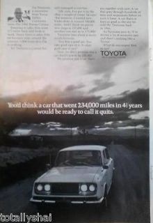 1966 toyota corona original vintage advertisement a returns not 