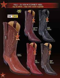 Los Altos Mens 3X Toe Genuine Teju Lizard w/ Cowboy Heel Western 