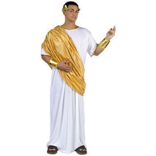Mens Greek Toga Costume Caesar God Golden Wreath Leaf Frat Party Robe 
