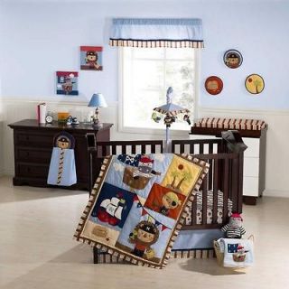   Patchwork Jungle Pirate Ship Party Baby Boy Crib Nursery Bedding Set