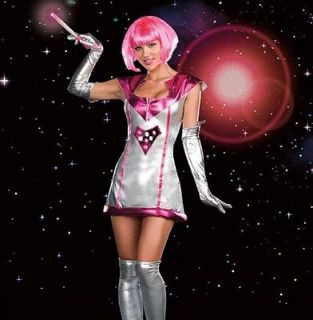 sexy space girl halloween costume stretch silver lame dress