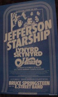 70s JEFFERSON STARSHIP LYNYRD SKYNYRD CONCERT 1976 TOUR POSTER lynard 