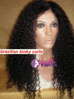   Full/ Front Lace Wig Brazilian Kinky curls 100% Indian Remy Human Hair