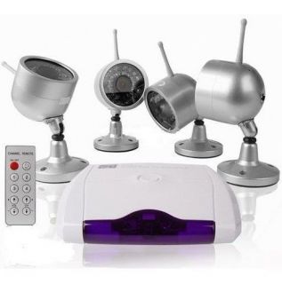 Wireless 4 Video Camera CCTV Home Security Surveillance USB DVR System 