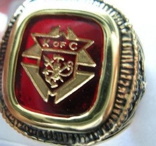 KNIGHTS OF COLUMBUS K of C Mens Ring, 3 D EFFECT RED Size 11