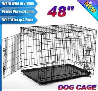 NEW 2 Doors 48 Large Folding Metal Pet Dog Crate Cage Kennel US 