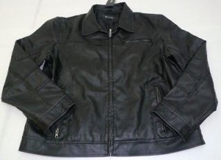 Kenneth Cole Reaction Mens Black Faux Leather Jacket Size 2XL