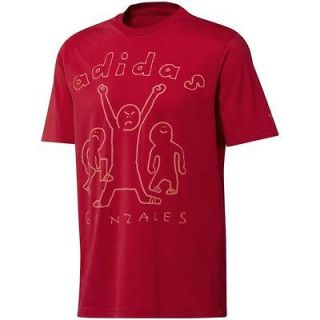 Mens Adidas Red Gonzales Victory Univerred Graphic Tee Athletic Casual 
