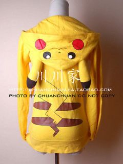 New Yellow Pokemon Pikachu Hoodie Hoody Cosplay Costume Japen Anime