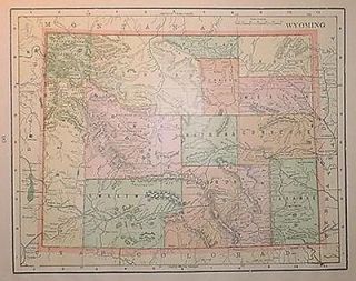 1898 Wyoming Original Antique Color Atlas Map** 114 years old!!