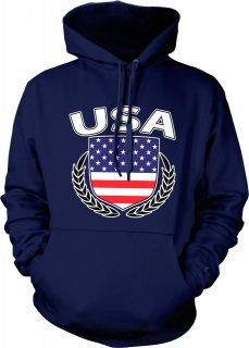 USA Flag Crest Olive Wreath American Patriotic Olympics Mens Hoodie 