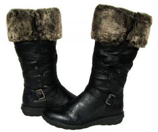 Womens Black BOOTS Knee High Winter Fur Lined Snow shoe Ladies size 7 