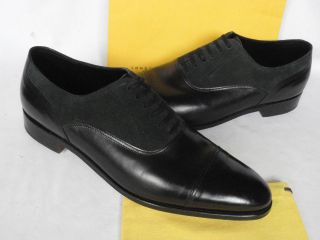 NEW John Lobb Black Calf Leather & Suede Oxford Style Lace Up Shoes UK 