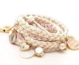   luxury wrap string leather braid gold crystal charm bracelet anklet