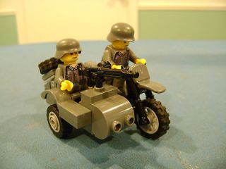 LEGO LOT #6 CUSTOM WW2 WORLD WAR 2 GERMAN SIDECAR MOTORCYCLE AND 2 