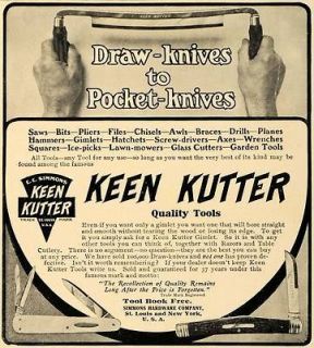 1906 Ad Keen Kutter Tools Saw Pocket Knives Awl Simmons   ORIGINAL 