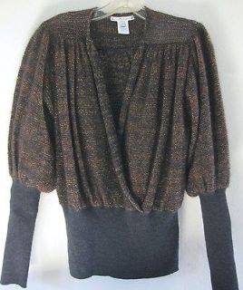 Nanette Lepore Metallic sweater Bronze Dark gray S Wool blend pullover 
